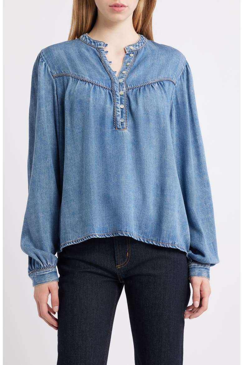 Sunna Denim Top, Main, color, BLUE STONE