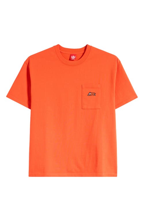 Icecream Embroidered Cotton Graphic Pocket T-shirt In Spicy Orange
