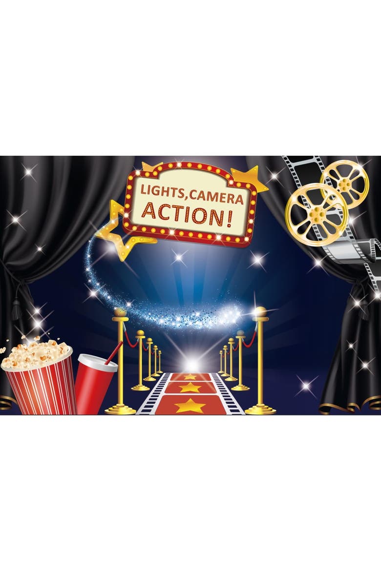Hollywood Photo Booth Bundle with Backdrop and Props, Main, color, Multicolor
