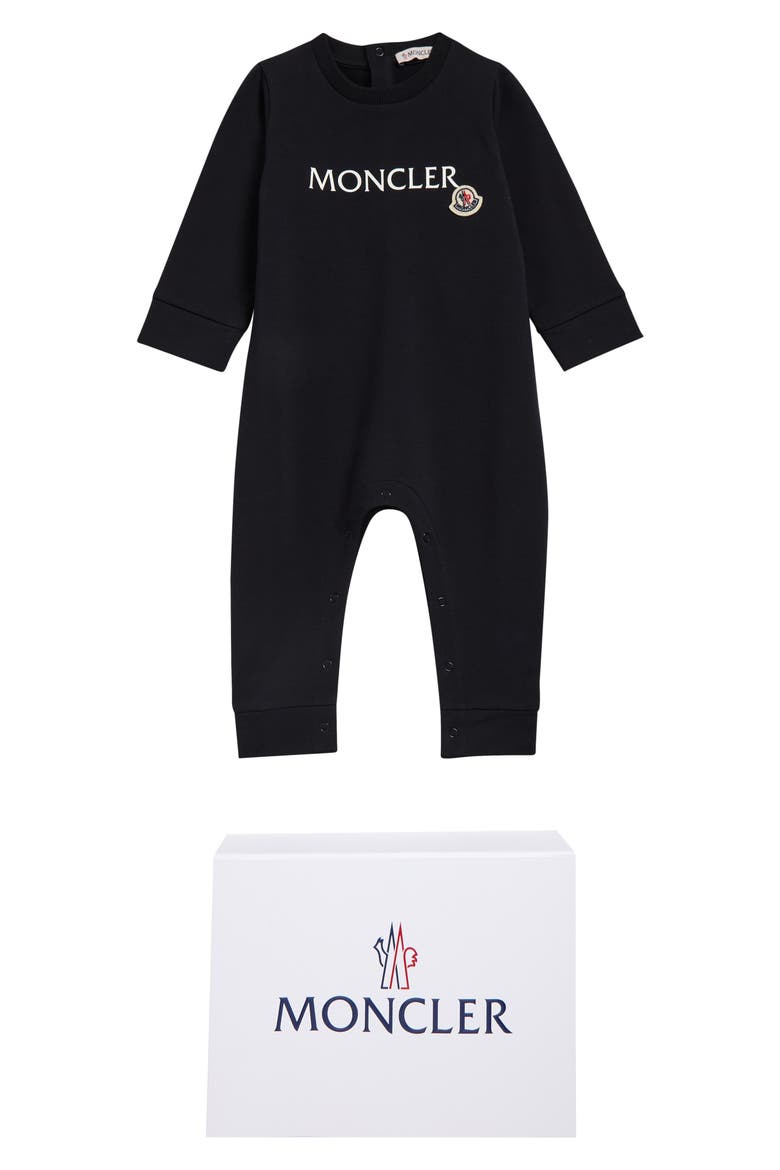 Stretch Cotton Fleece Romper, Main, color, NAVY