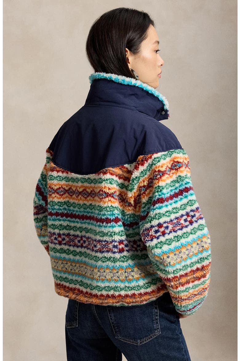 Mixed Media Faux Shearling Jacket, Alternate, color, MULTI