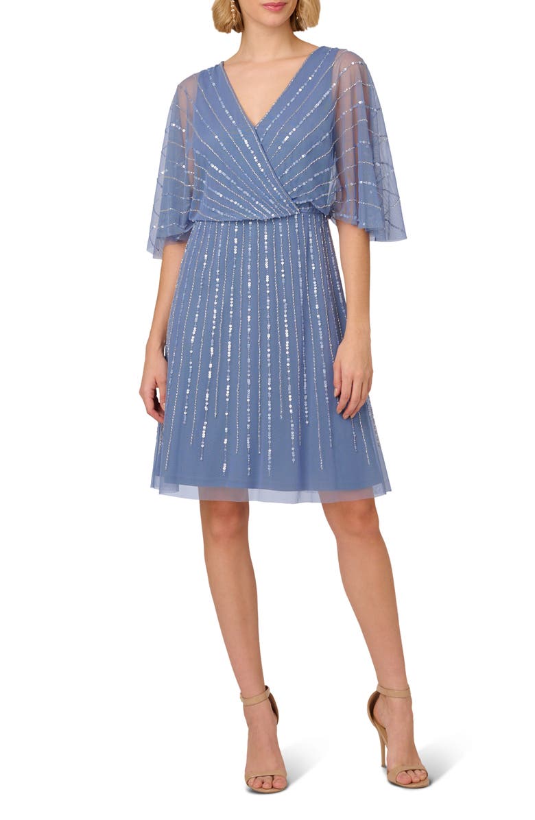 Adrianna Papell Sequin Stripe Cocktail Dress, Main, color,