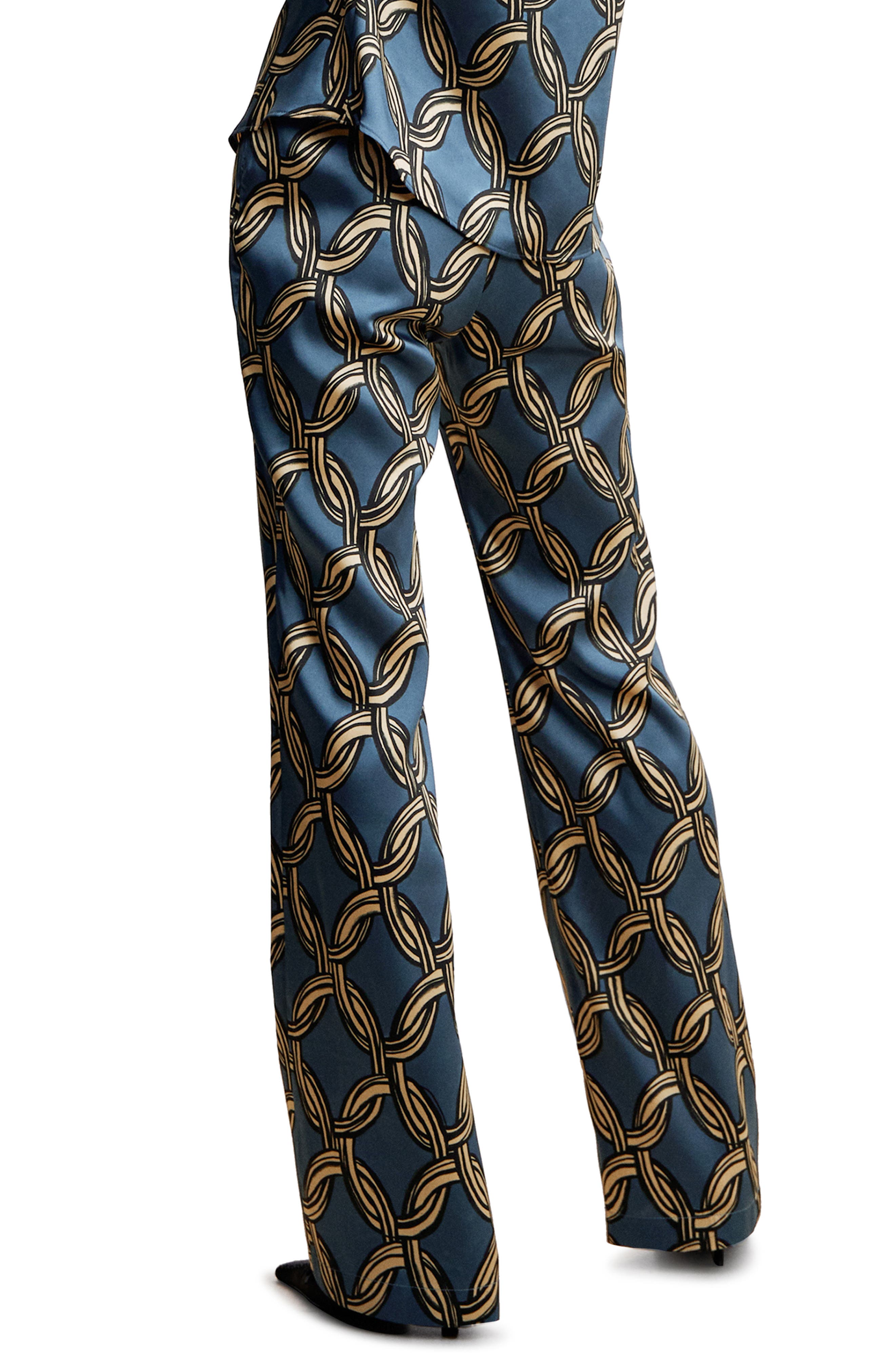 MANGO Printed Straight Leg Satin Pants (Women) | Nordstrom