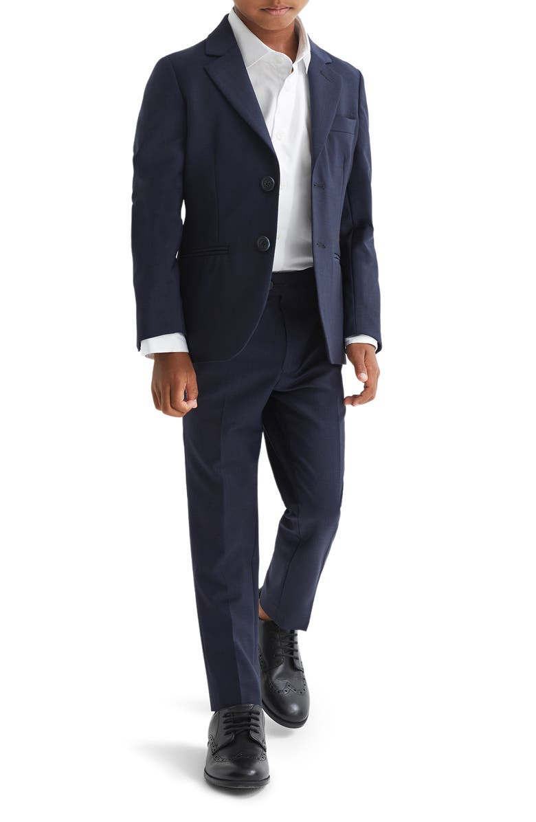 Reiss Kids' Hopet Jr Wool Blend Trousers, Alternate, color, Navy