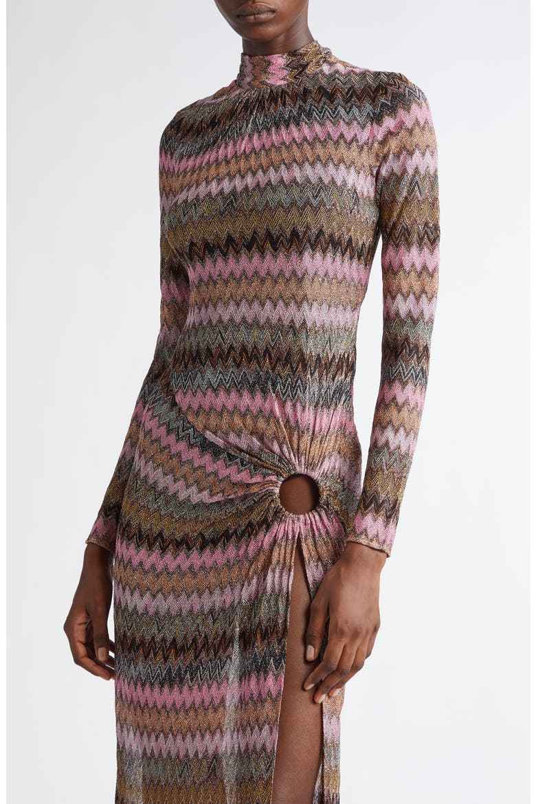 Chevron Stripe Long Sleeve Knit Dress, Alternate, color, MULTI SPACE DRK BASE
