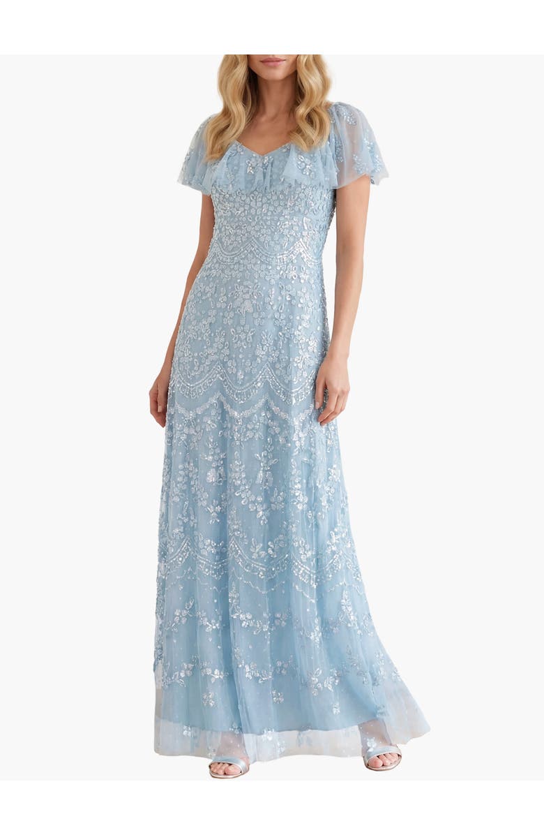 Needle & Thread Freya V-Neck Gown, Main, color, Aqua