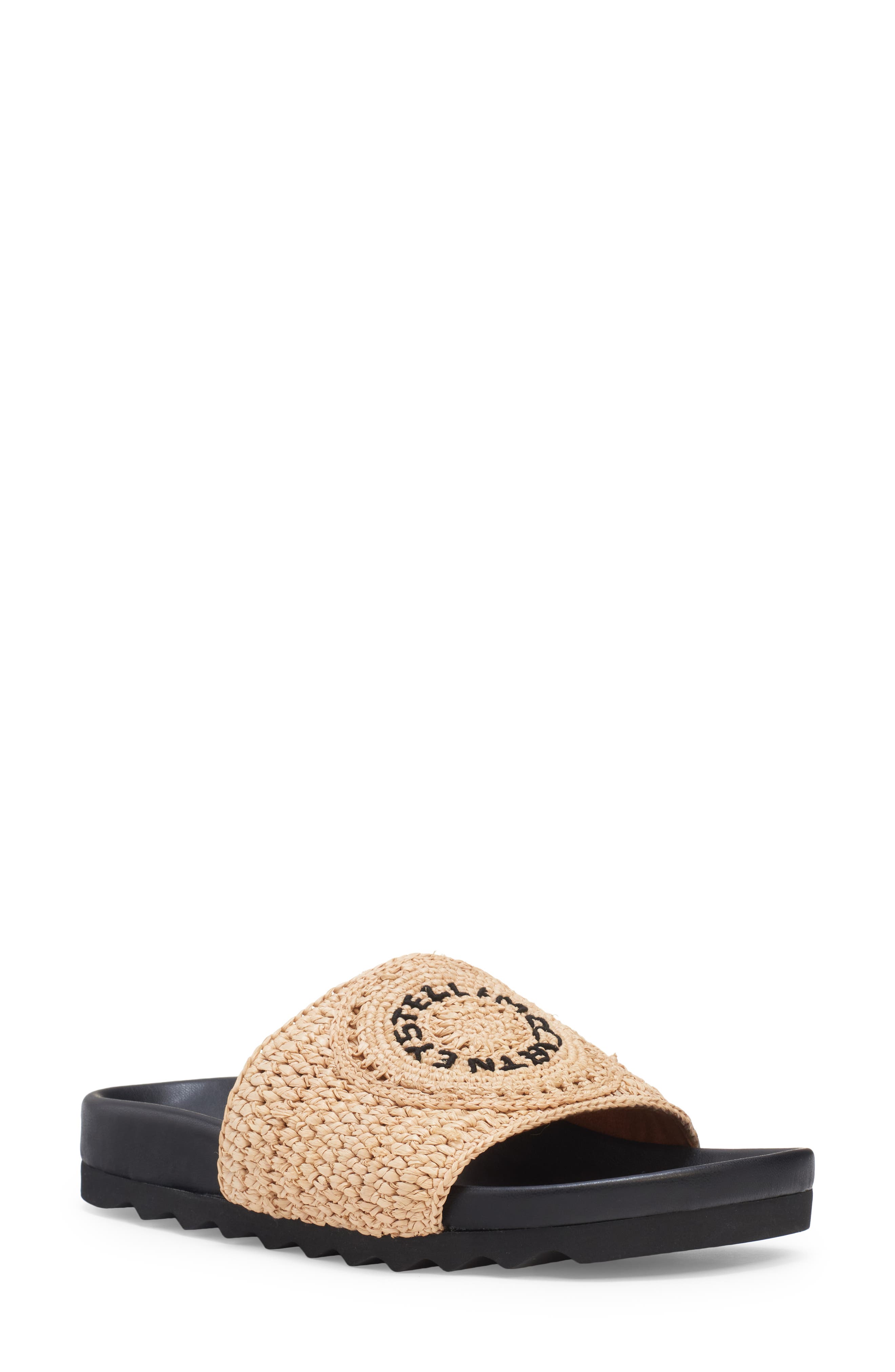 Elysa Raffia Slide Sandal, Main, color, NATURAL/ BLACK