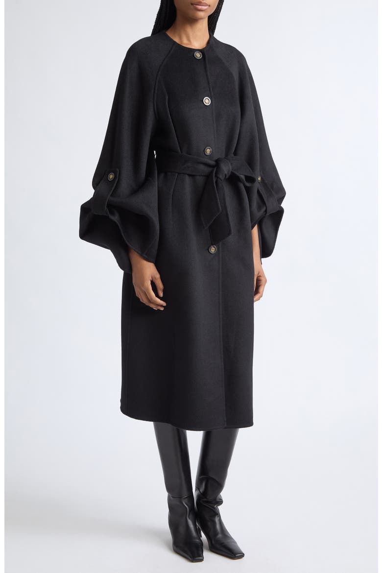 Valiant Wool Blend Coat with Scarf, Alternate, color, BLACK