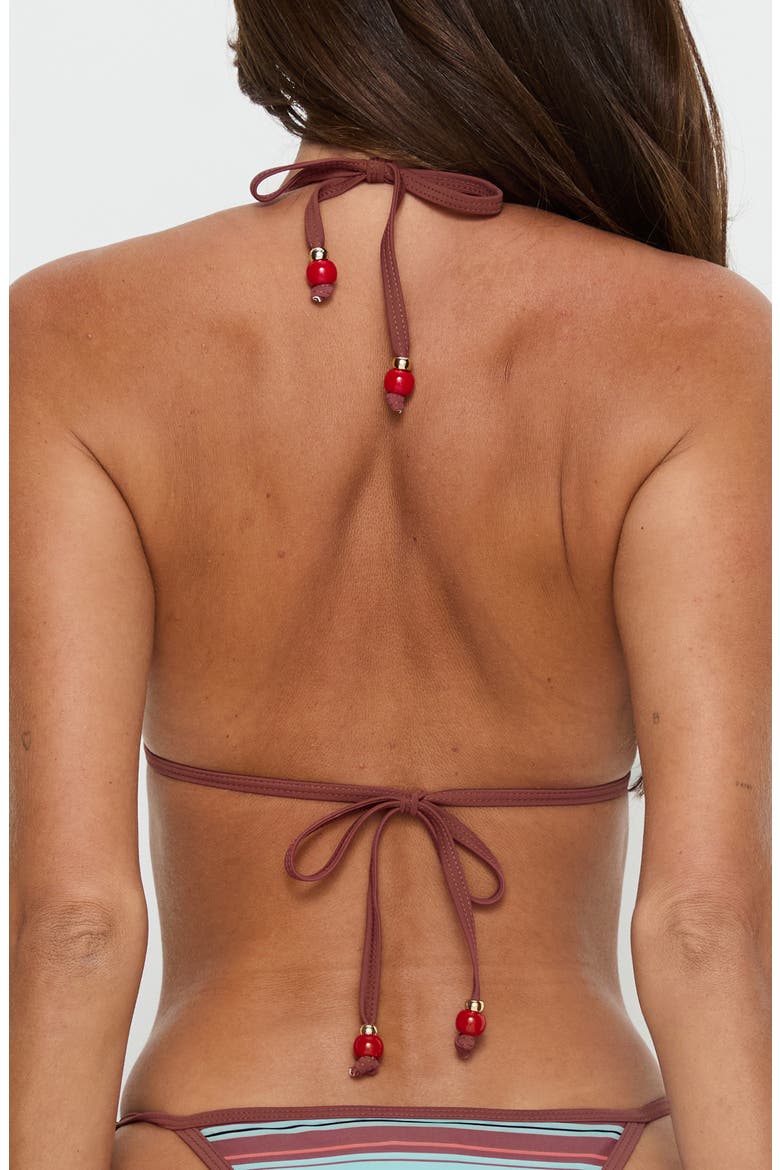 Mikaya Beaded Stripe Triangle Bikini Top, Alternate, color, BLUE / BROWN STRIPE