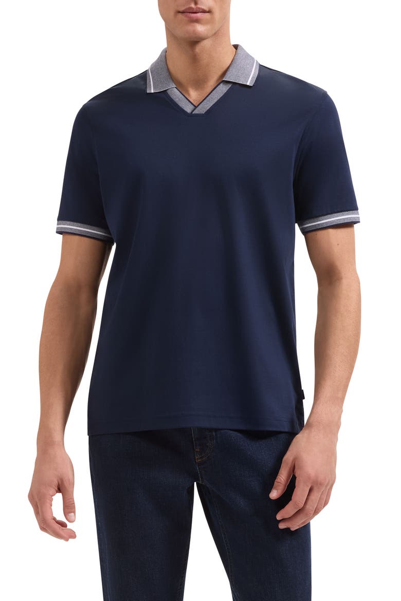 Pima Cotton Johnny Collar Polo, Main, color, NAVY