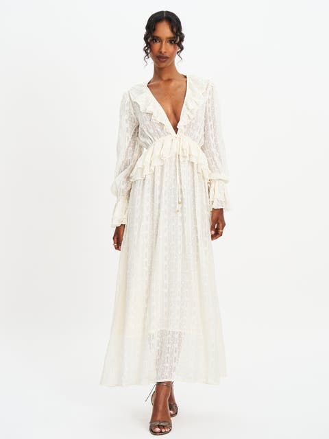 Safiya Jacquard Chiffon Long Sleeve Maxi Dress