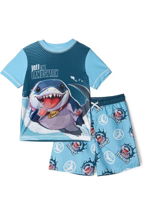 Jeff 2-Piece Rash Guard and Swim Trunks Set