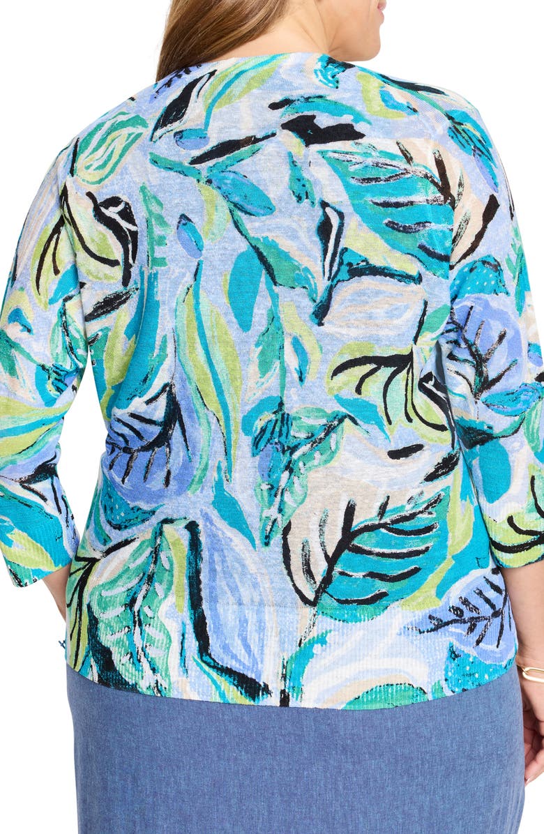 NIC+ZOE Island Beat 4-Way Linen Blend Cardigan, Alternate, color, Blue Multi