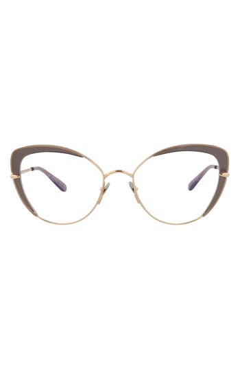 Pomellato 54mm Cat Eye Optical Glasses In Gray Gold Gold Transparent