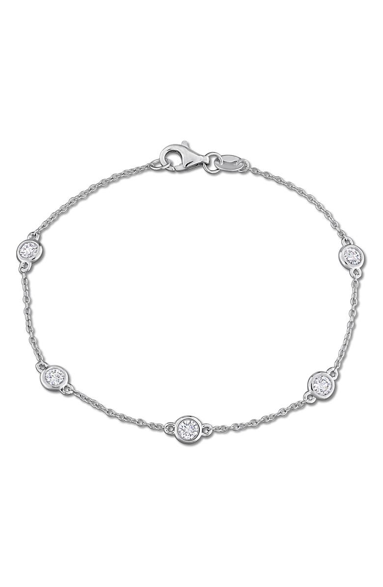 Created Forever Lab Grown Diamond Station Bracelet, Main, color, Silver
