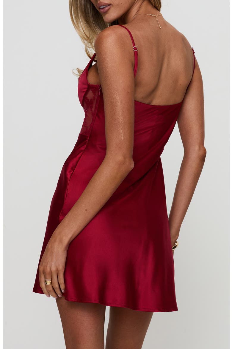 Le Tigre Lace Inset Satin Minidress, Alternate, color, RED
