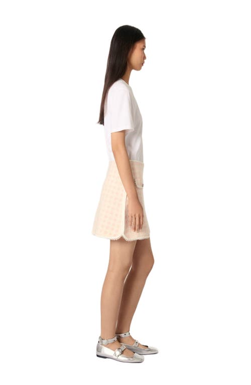 Maje Jusselina Knit Mini Skirt In Pink/ecru