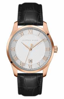 Alfred Sung Winslow Leather Strap Watch, 42mm