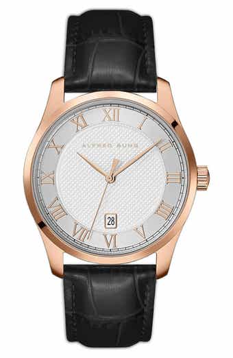 Alfred Sung Winslow Leather Strap Watch, 42mm