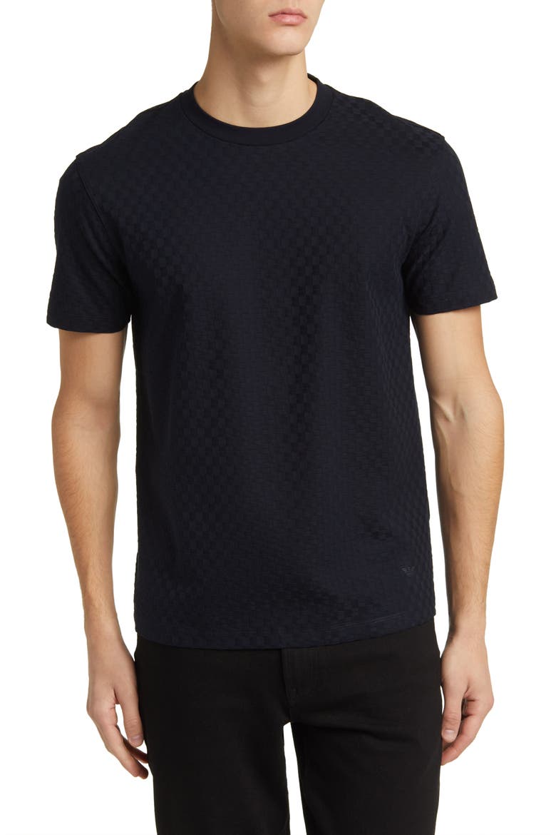 Basket Weave Jacquard T-Shirt, Main, color, SOLID BLACK