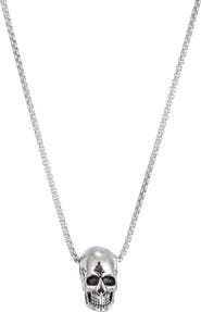Adornia Men's Silver Plated Skull Pendant Necklace