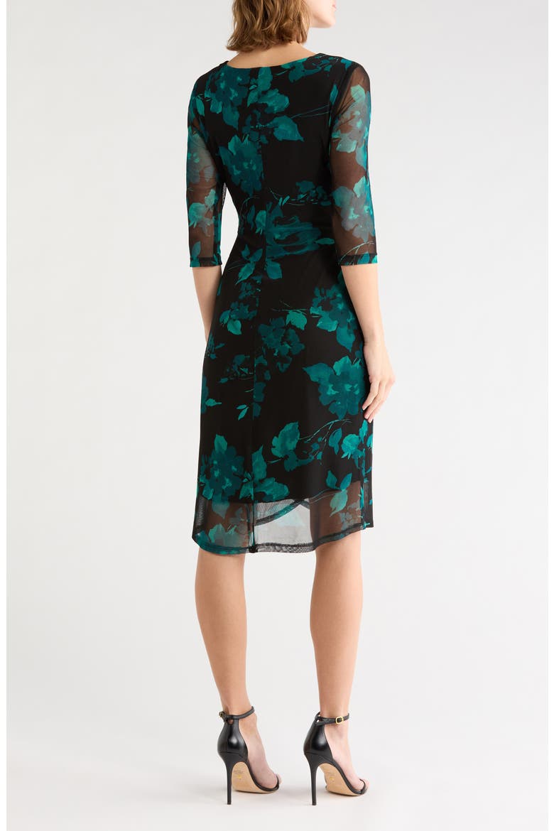 Elbow Sleeve Gathered Midi Dress, Alternate, color, SPRUCE