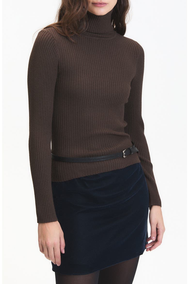 Mylo Ribbed Turtleneck Sweater, Main, color, CHOCOLATE BROWN