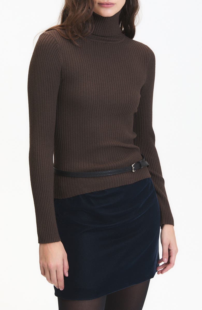 DELUC Mylo Ribbed Turtleneck Sweater, Main, color, Chocolate Brown