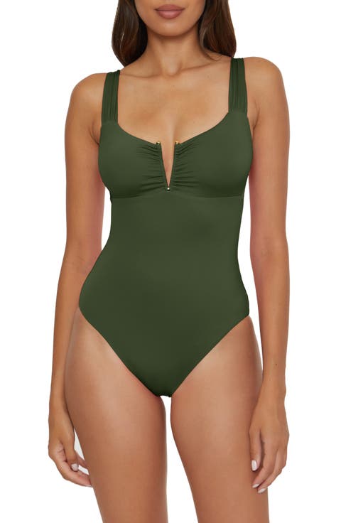 Shirred V-Wire One-Piece Swimsuit