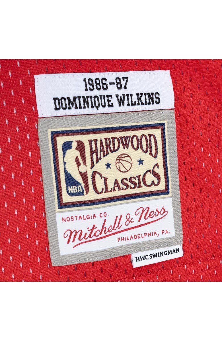 Mitchell & Ness Men's Mitchell & Ness Dominique Wilkins Yellow/Red Atlanta Hawks Hardwood Classics 1986/87 Split Swingman Jersey, Alternate, color,