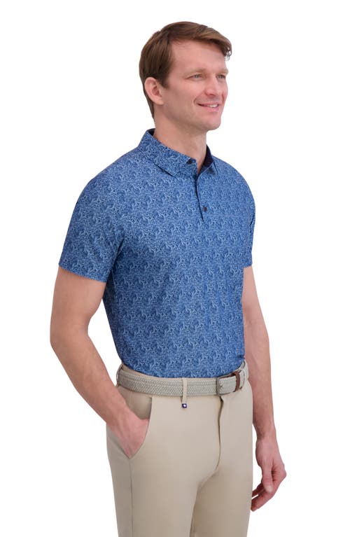 Ben Sherman Geo Print Tech Jersey Golf Polo In Blue