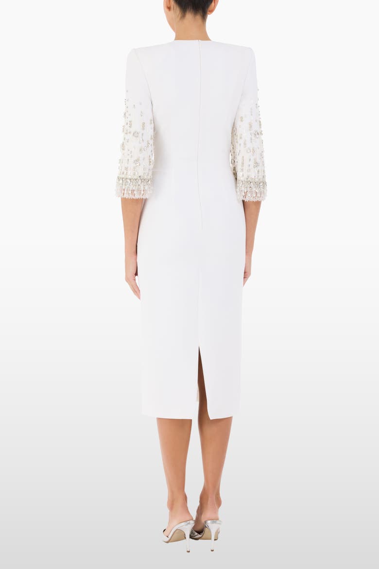 Ebba Crystal-Embellished Midi Dress, Alternate, color, Natural White