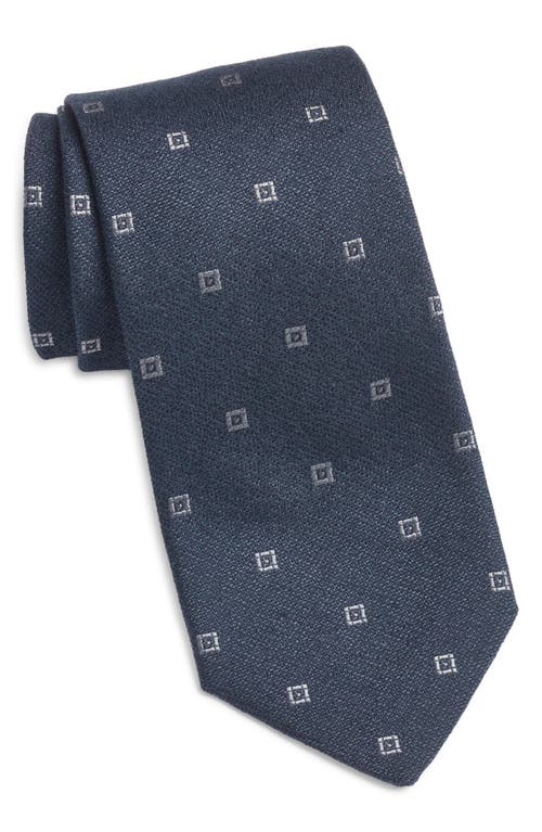 Jack Victor Geometric Cotton, Silk & Wool Tie In Blue