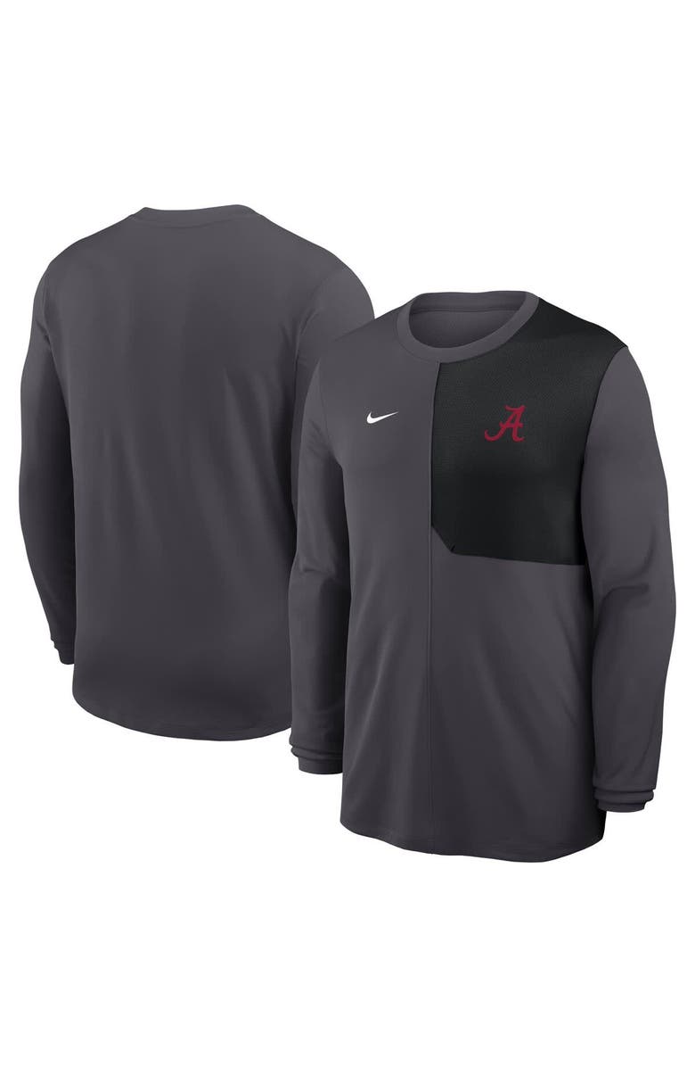 Nike Men's Nike Anthracite Alabama Crimson Tide 2025 Sideline Coach UV Performance Long Sleeve T-Shirt, Main, color, 