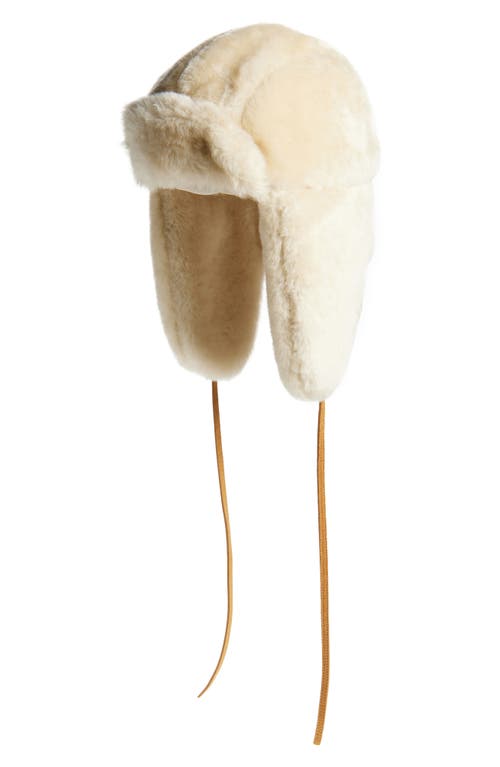 Jacquemus La Chapka Genuine Shearling Trapper Hat In White