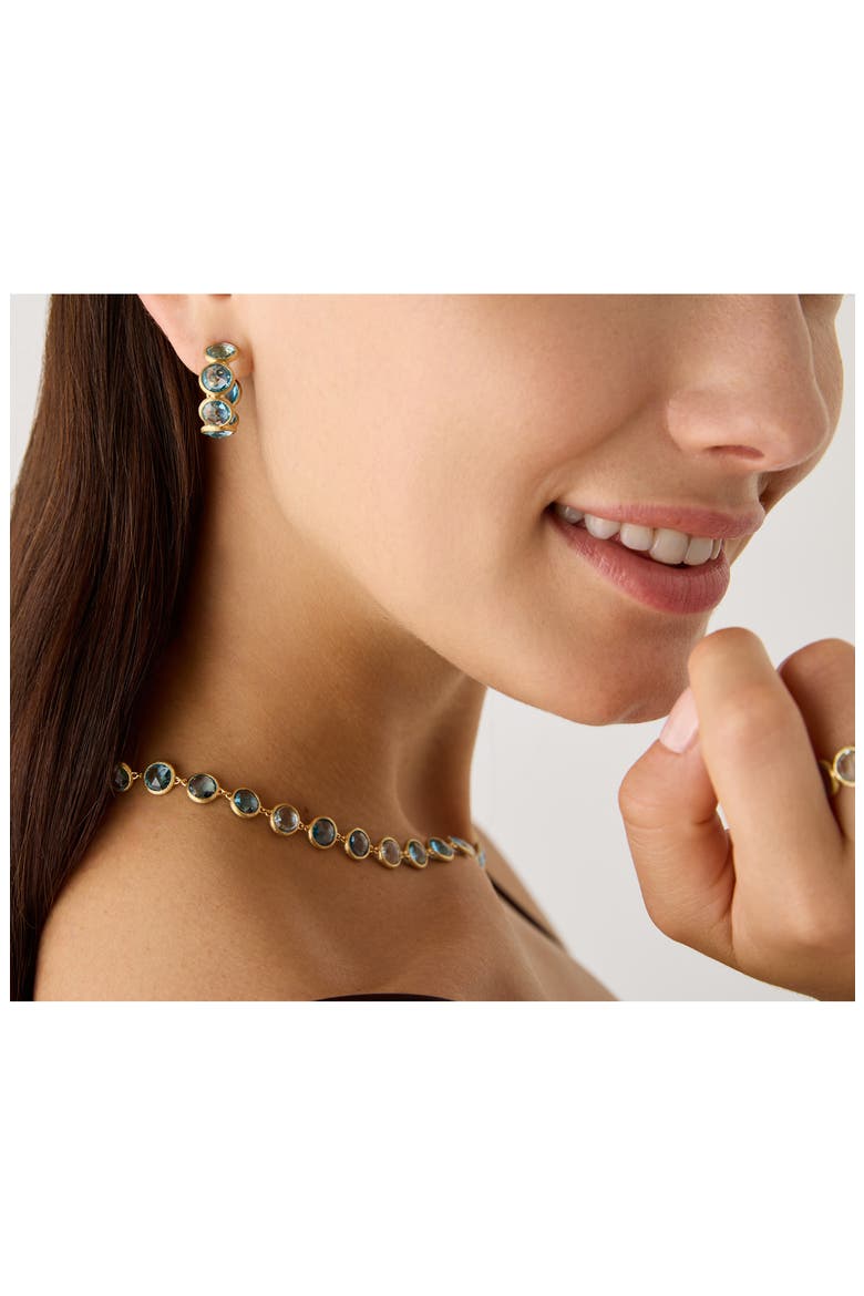 Jaipur Color Blue Topaz Hoop Earrings, Alternate, color, GOLD