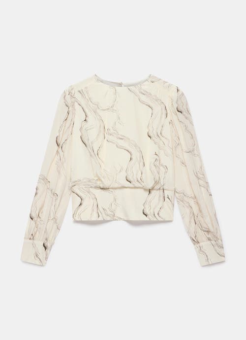 Mint Velvet Marble Print Blouse In White