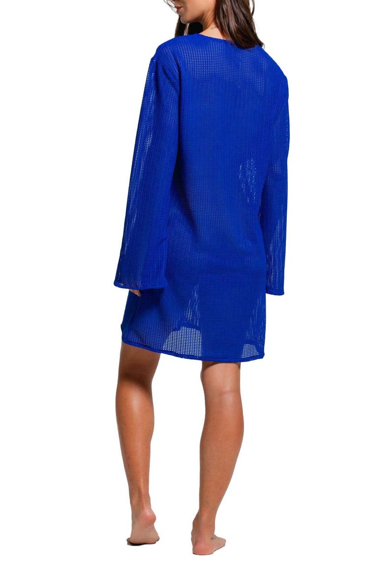 Tie Neck Cover-Up Tunic Dress, Alternate, color, BLUE DAHLIA