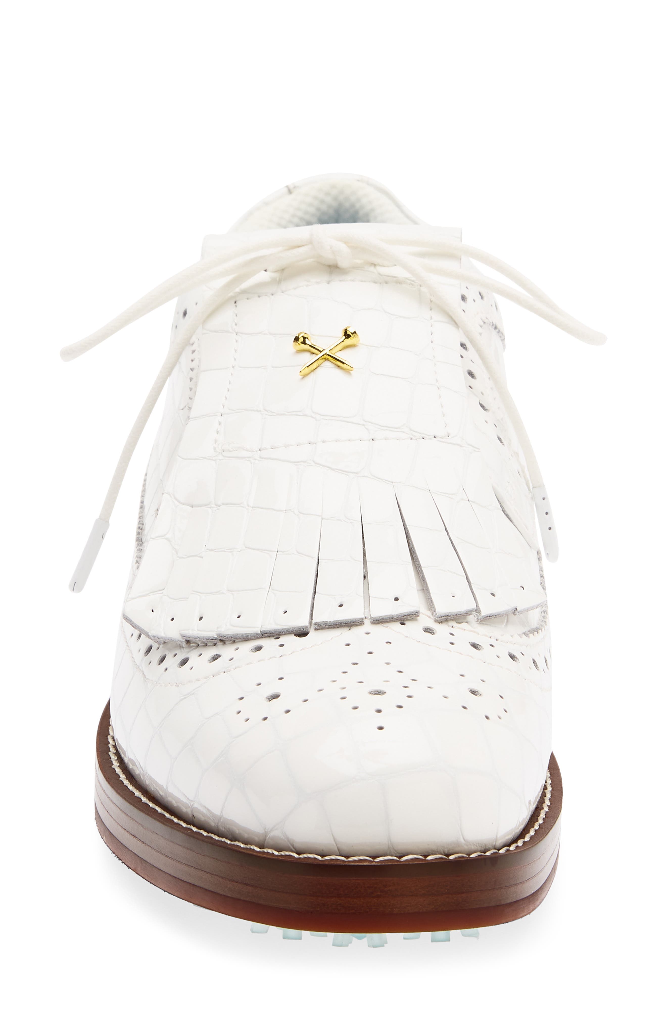 Gallivanter Croc Embossed Longwing Golf Shoe, Alternate, color, SNOW