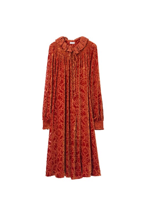 Burberry Baroque Silk Blend Velvet Dress In Red