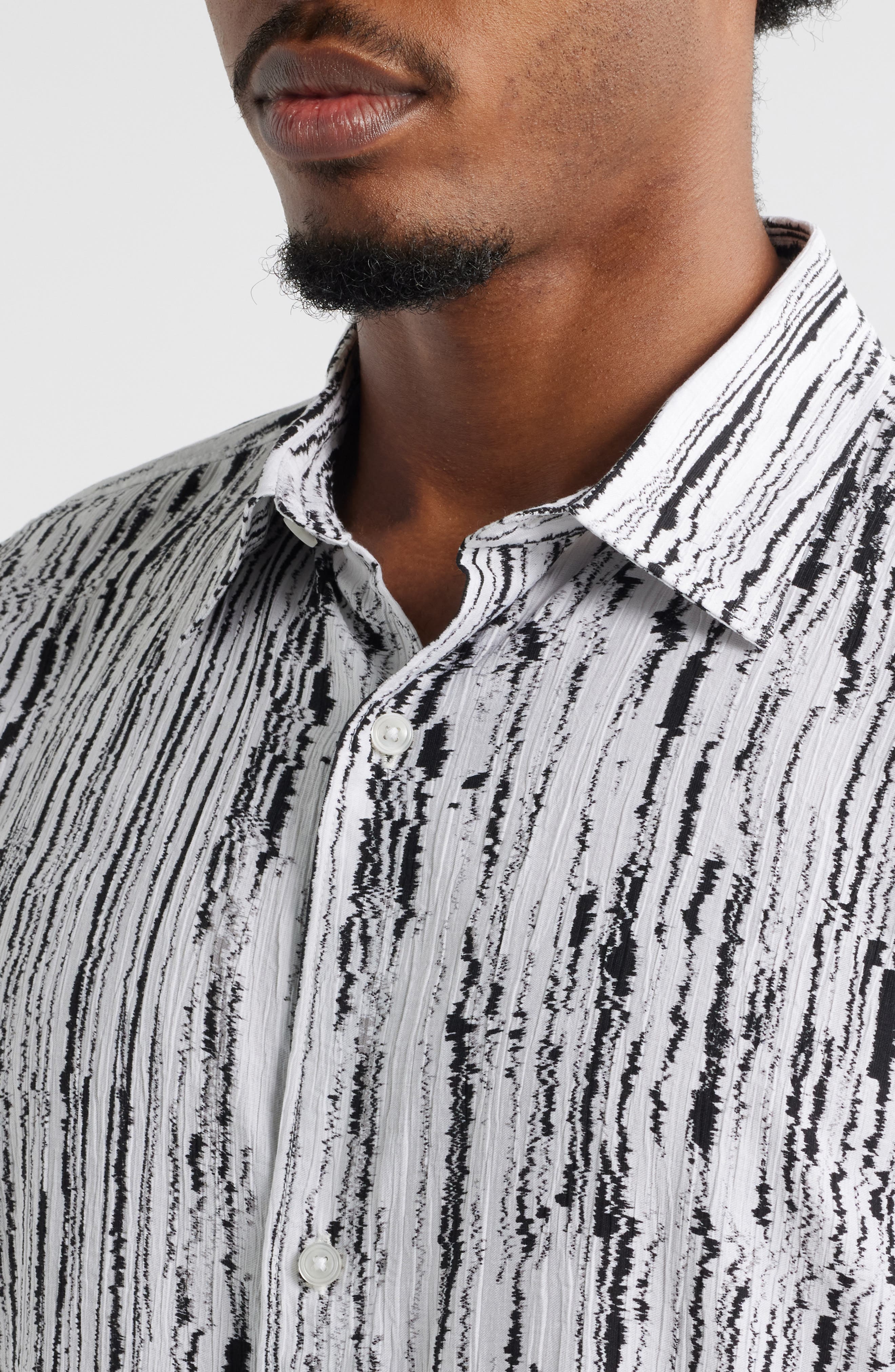 Sizzle Stripe Short Sleeve Button-Up Shirt - image 2