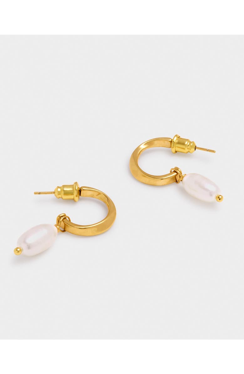 Katie Loxton Pearl Lustre Hoop Earrings in Pearl and Gold, Main, color, Pearl And Gold