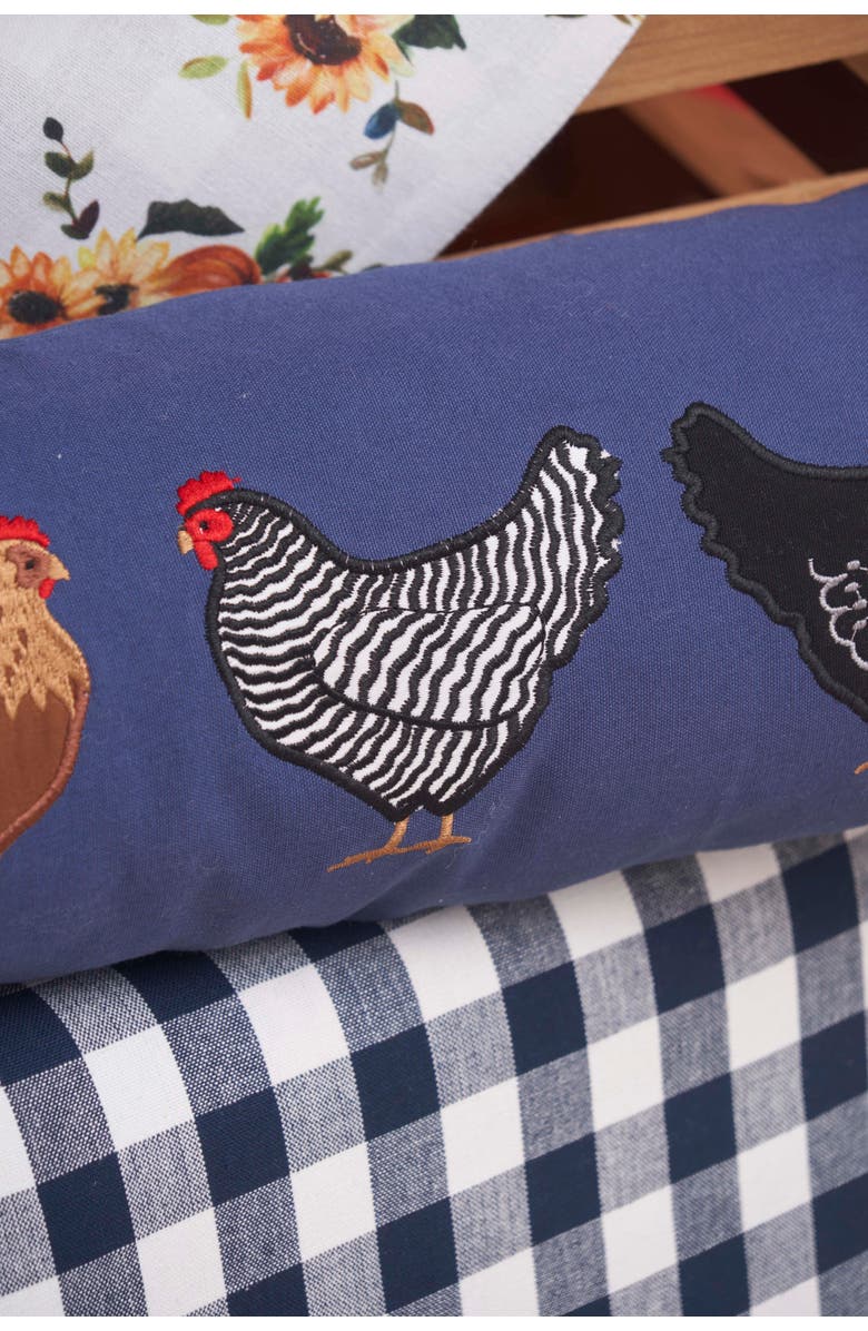 C&F Home Chicken Hen Breeds Oblong Embroidered Throw Pillow, 8" x 30", Alternate, color, Blue