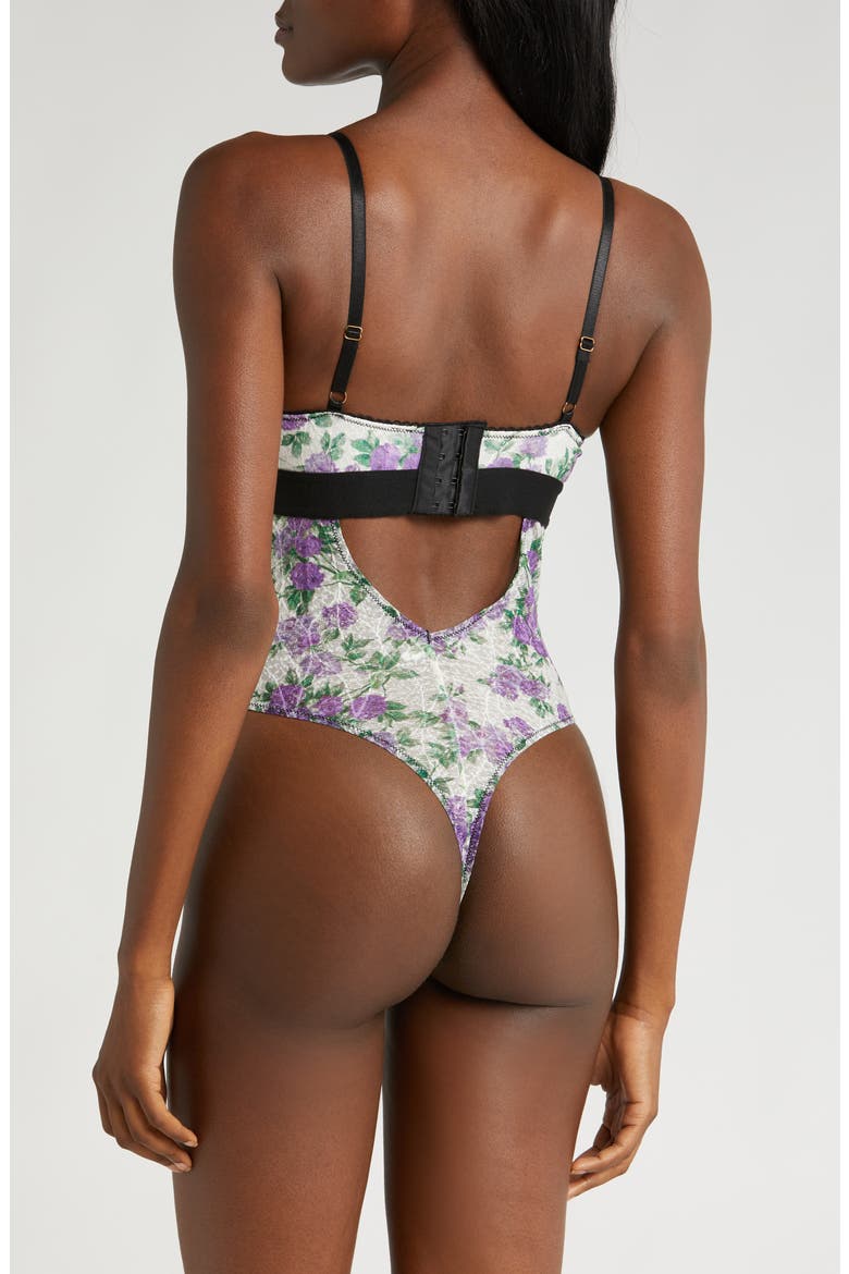 Floral Print Lace Teddy, Alternate, color, LILAC ROSE