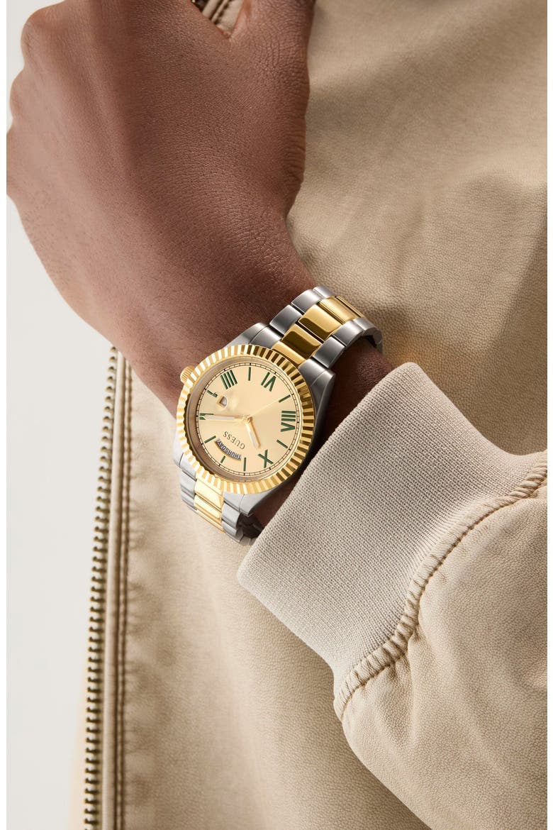 Connoisseur Day/Date Two-Tone Bracelet Watch, 42mm, Alternate, color, GOLD