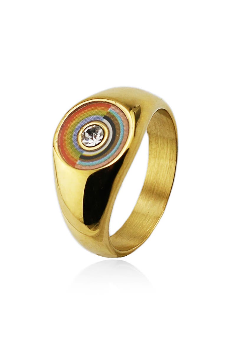 Rainbow Signet Ring, Main, color, GOLD