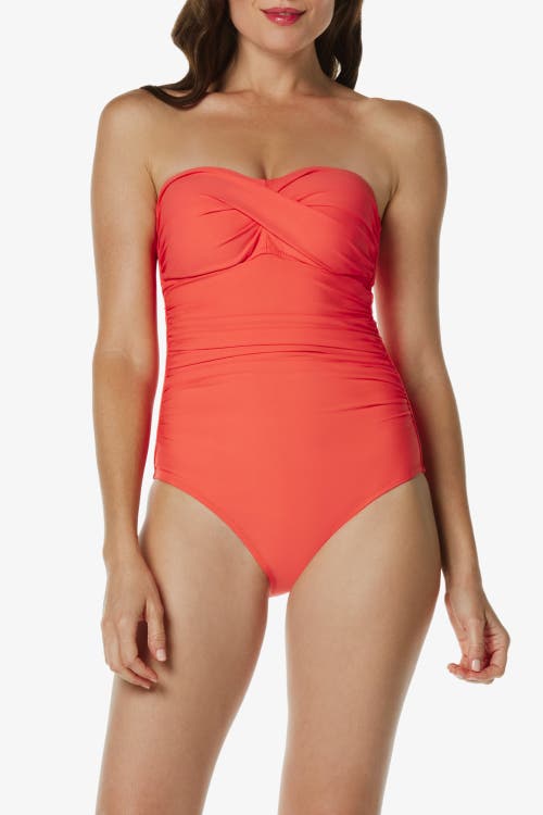 Helen Jon Twist Bandeau One-piece In Coral