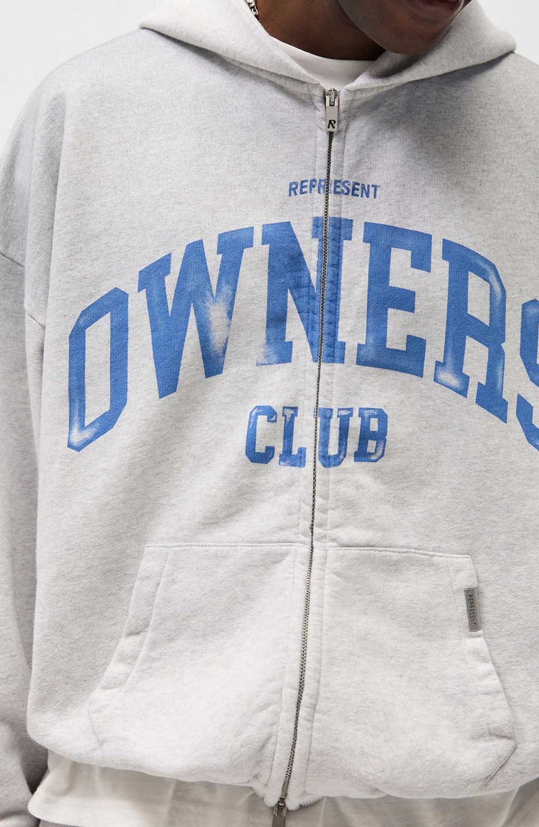 Represent Owners Club Zip Hoodie, Alternate, color, Sprayed Ice Grey Marl