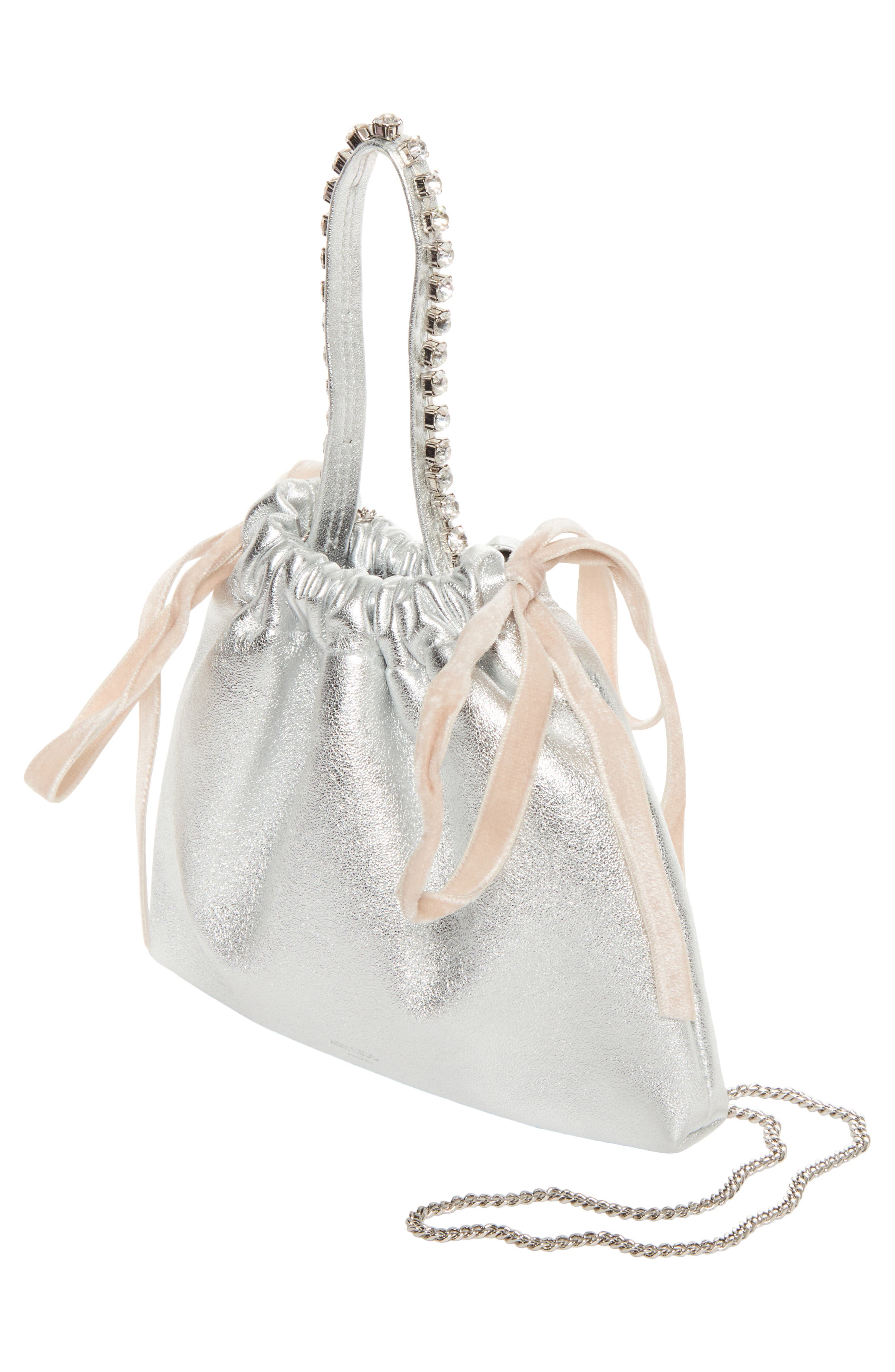 Bon Bon Crystal Top Handle Leather Bag, Alternate, color, SILVER/ ROSE/ SILVER