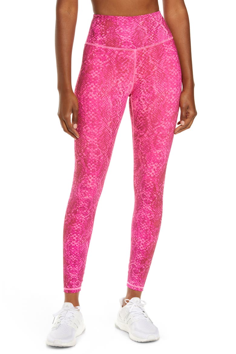 Snakeskin Print High Waist Leggings, Main, color, KNOCKOUT PINK